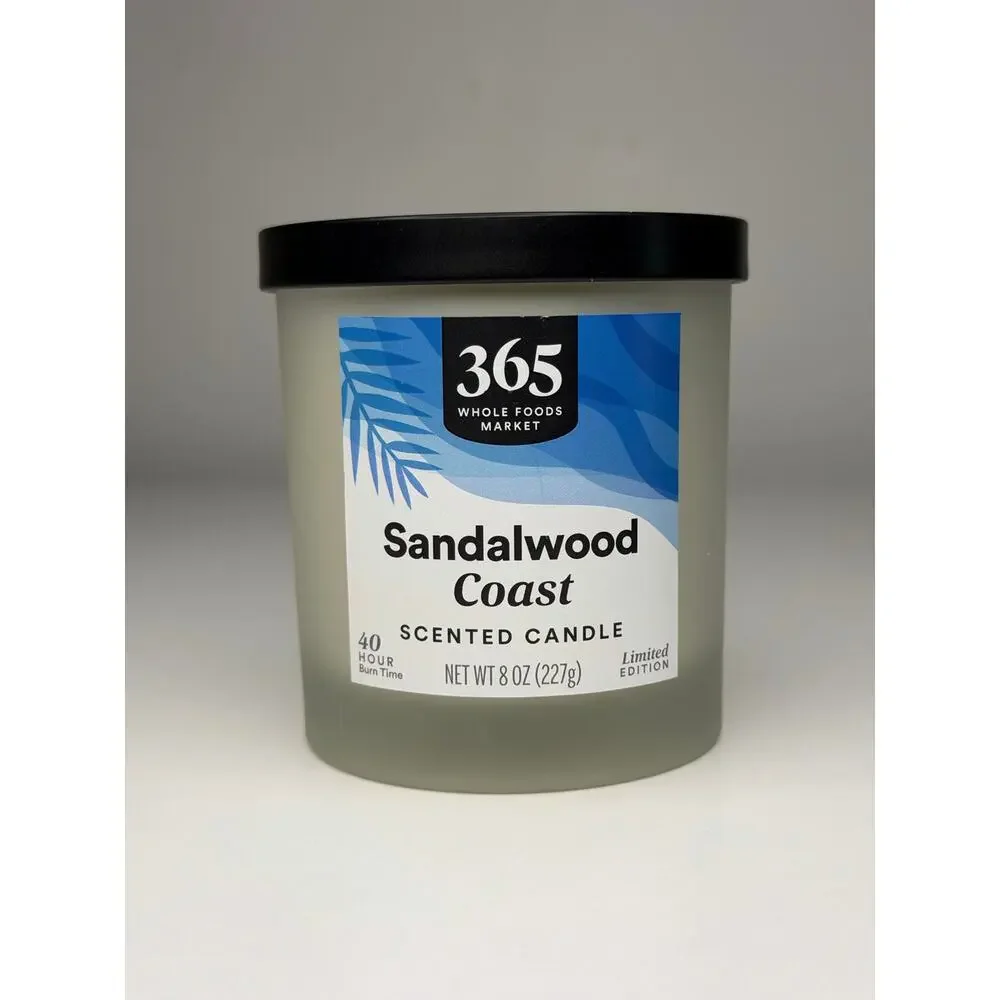 365 Whole Foods Market Sandalwood Coast Candle, Soy Wax 20 Hours Limited Edition